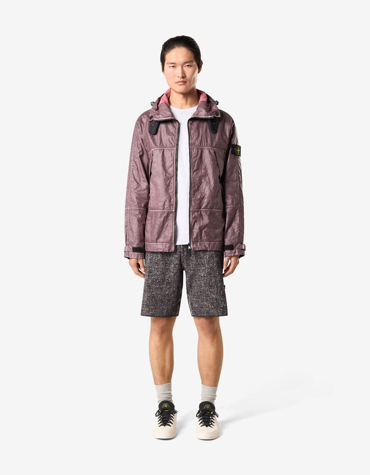 Stone Island Purple Raw Linen Plated-OVD Short Parka