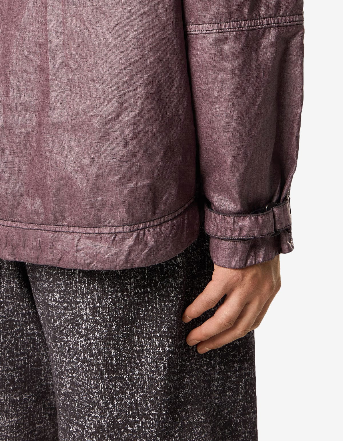 Stone Island Purple Raw Linen Plated-OVD Short Parka