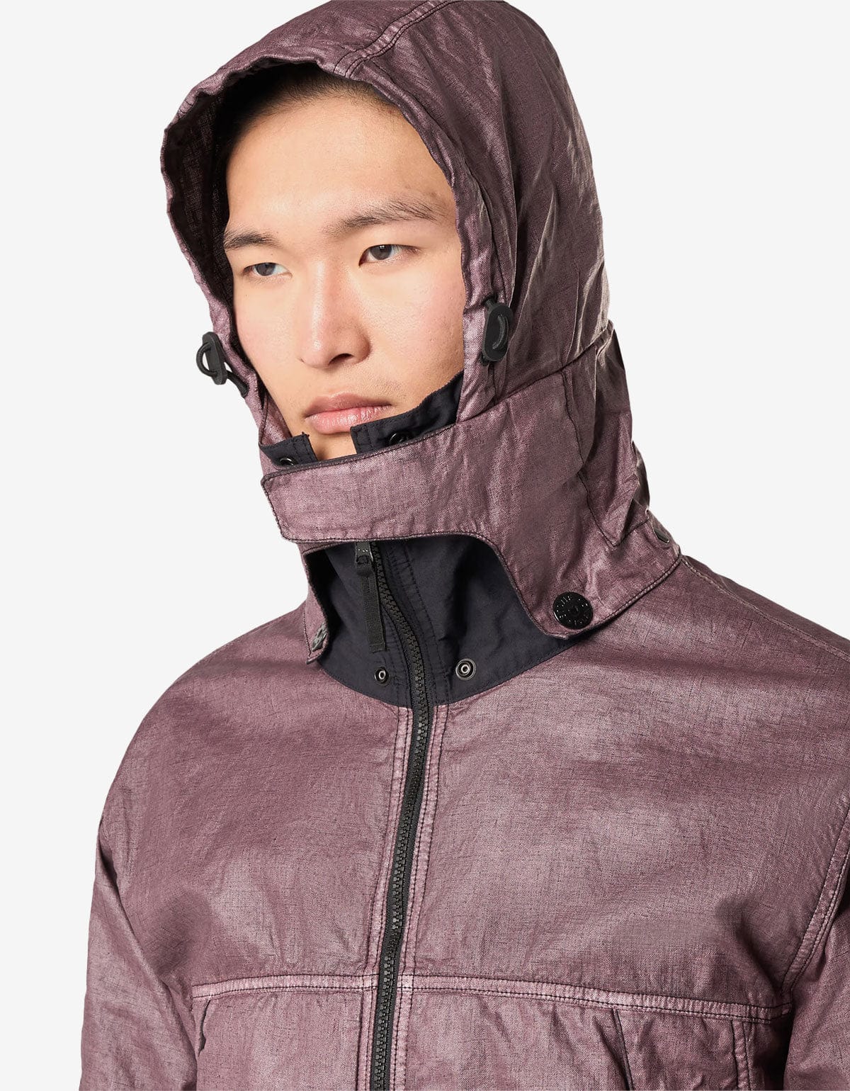 Stone Island Purple Raw Linen Plated-OVD Short Parka