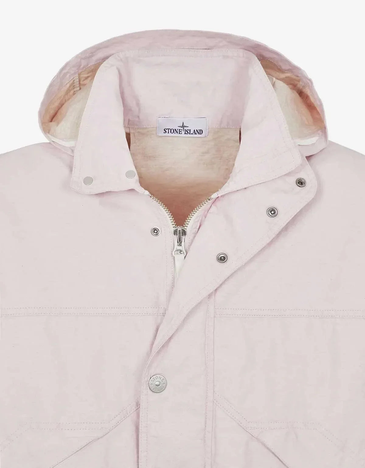 Stone Island Marina Pink Pleated Linen Hooded Blouson