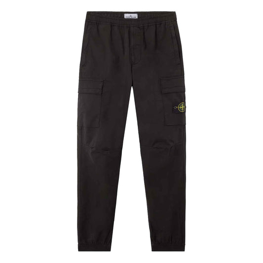 Stone Island Supima Cotton Twill Stretch-TC Tapered Cargos in Black