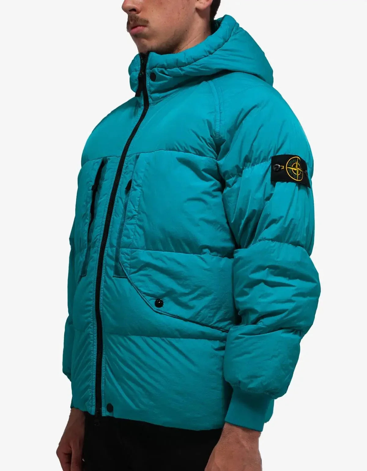 Stone Island Turquoise Blue Garment Dyed Down Jacket