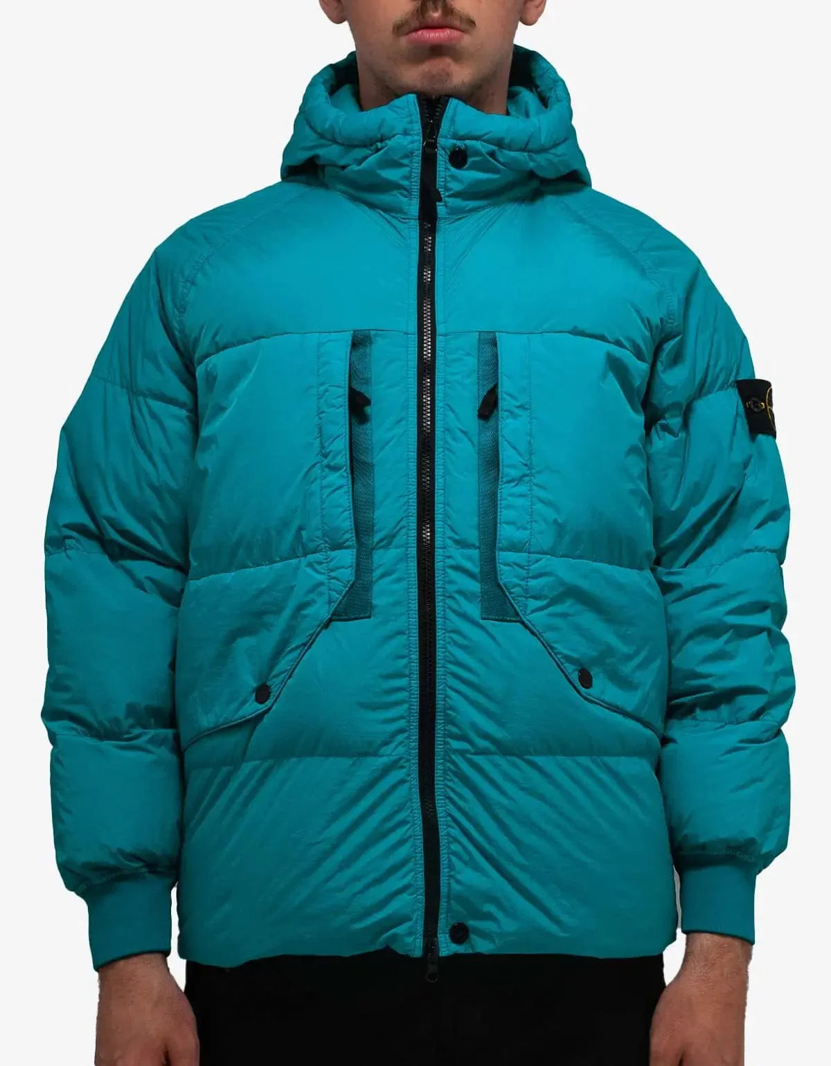 Stone Island Turquoise Blue Garment Dyed Down Jacket