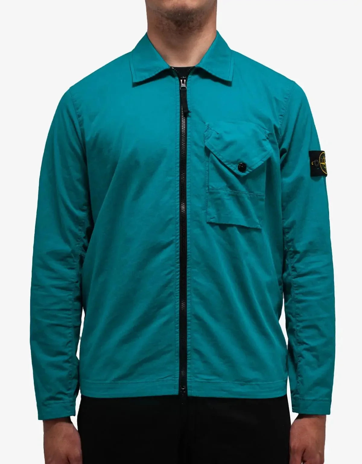 Stone Island Turquoise Blue Garment Dyed Overshirt