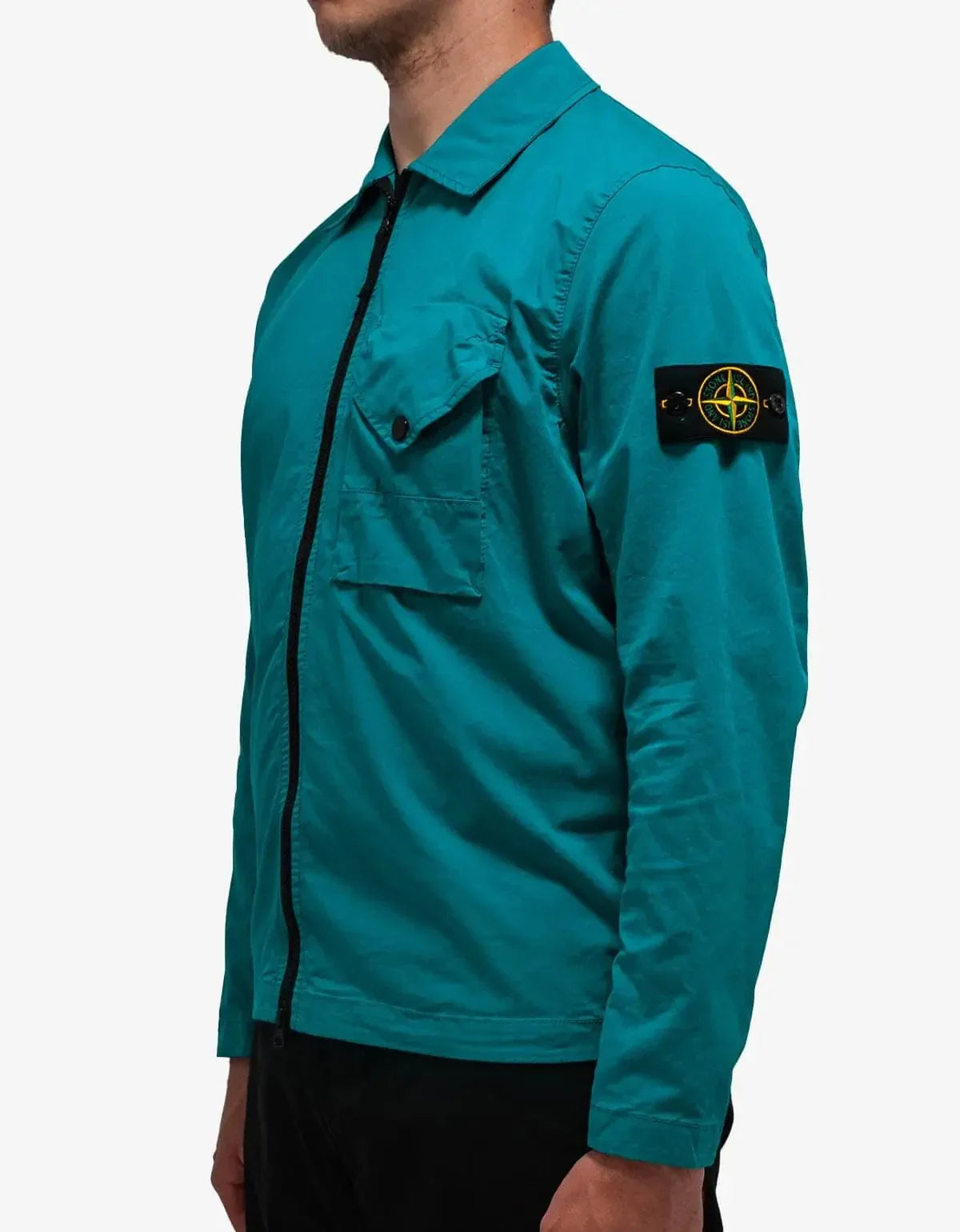 Stone Island Turquoise Blue Garment Dyed Overshirt