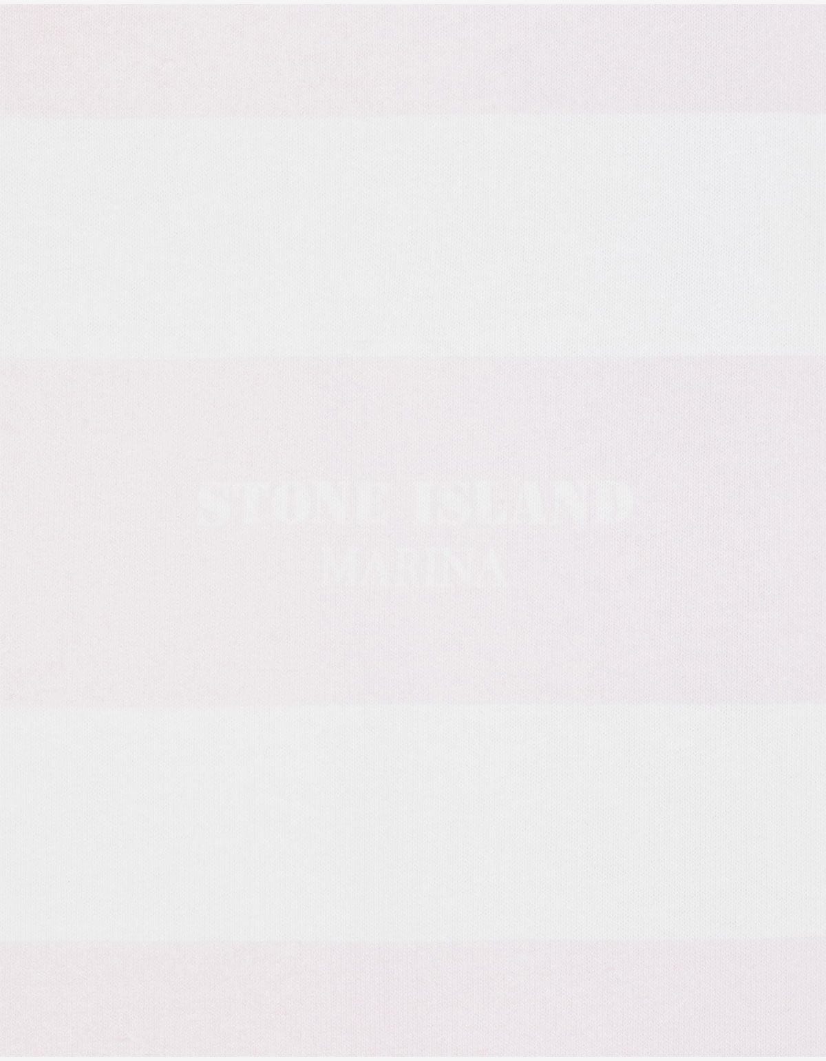 Stone Island Marina White Old Treatment Stripe Polo T-Shirt
